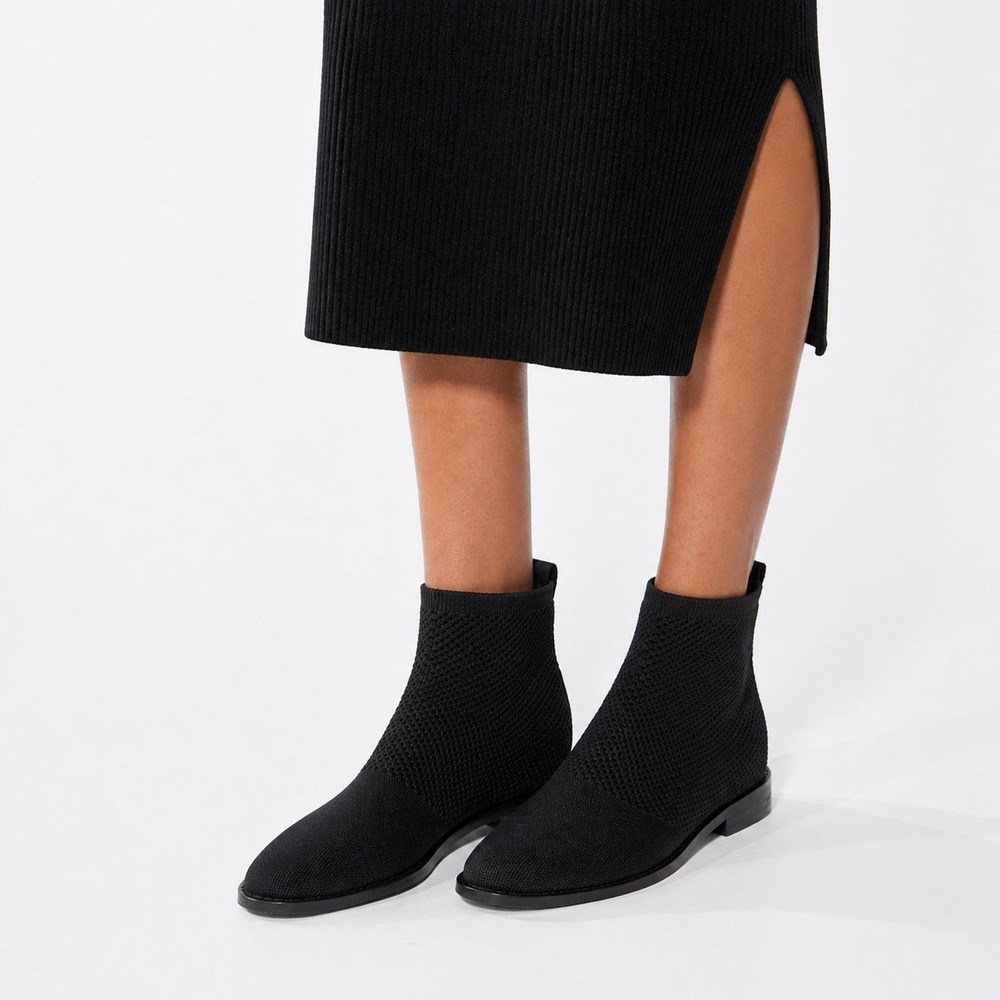 Eileen Fisher Stretch Rack Knit Sock Ankle Bootie Women's Size 10 Round Toe